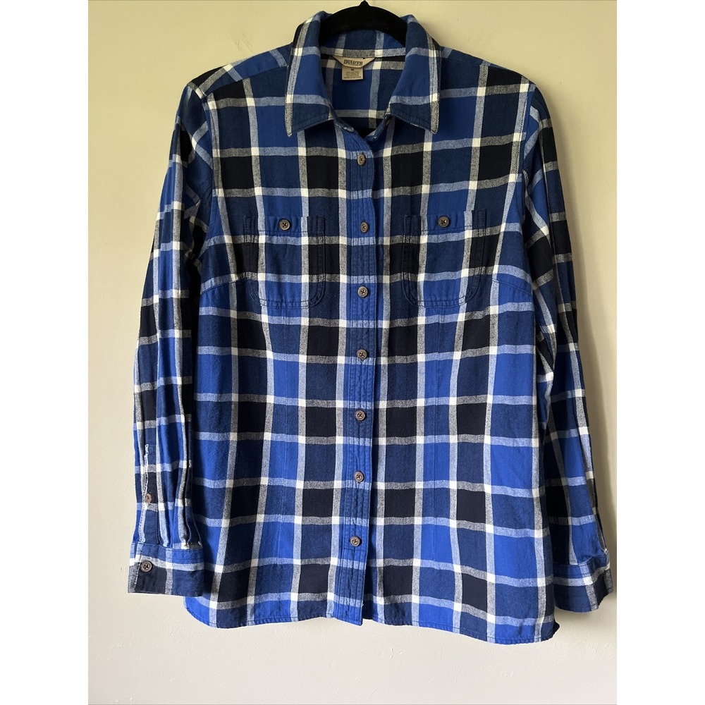 Women's Duluth Trading Company Free Swingin' Flannel Shirt Size M Blue Plaid